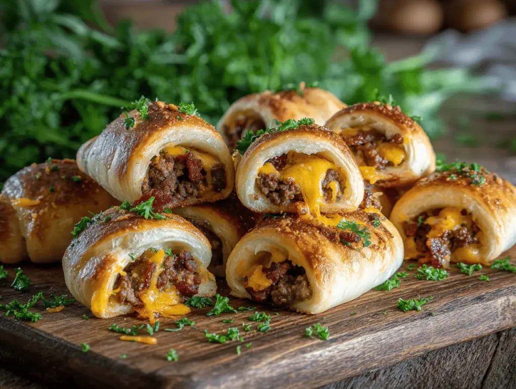 bacon cheeseburger crescent rollups - featured image