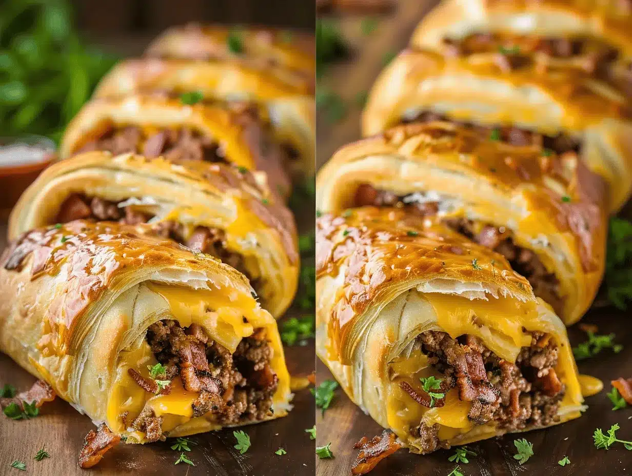 bacon cheeseburger crescent rollups preparation steps