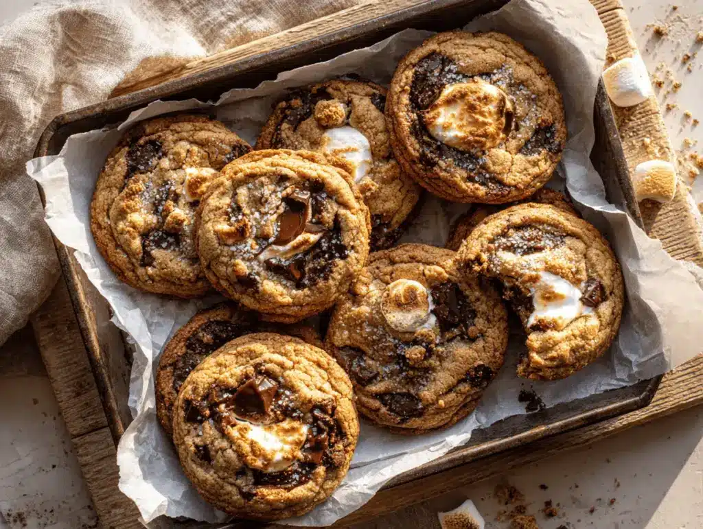 Banana Bread Chocolate Chip Smores Cookies - featured image