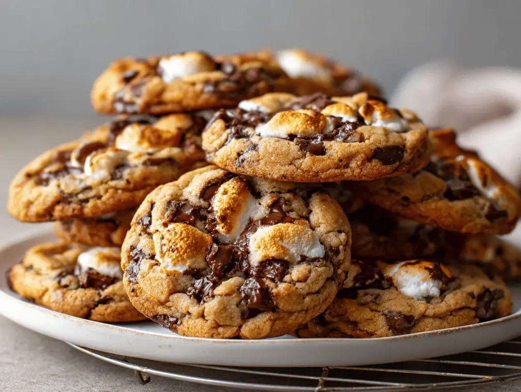 brown butter double chocolate chip marshmallow cookies - featured image