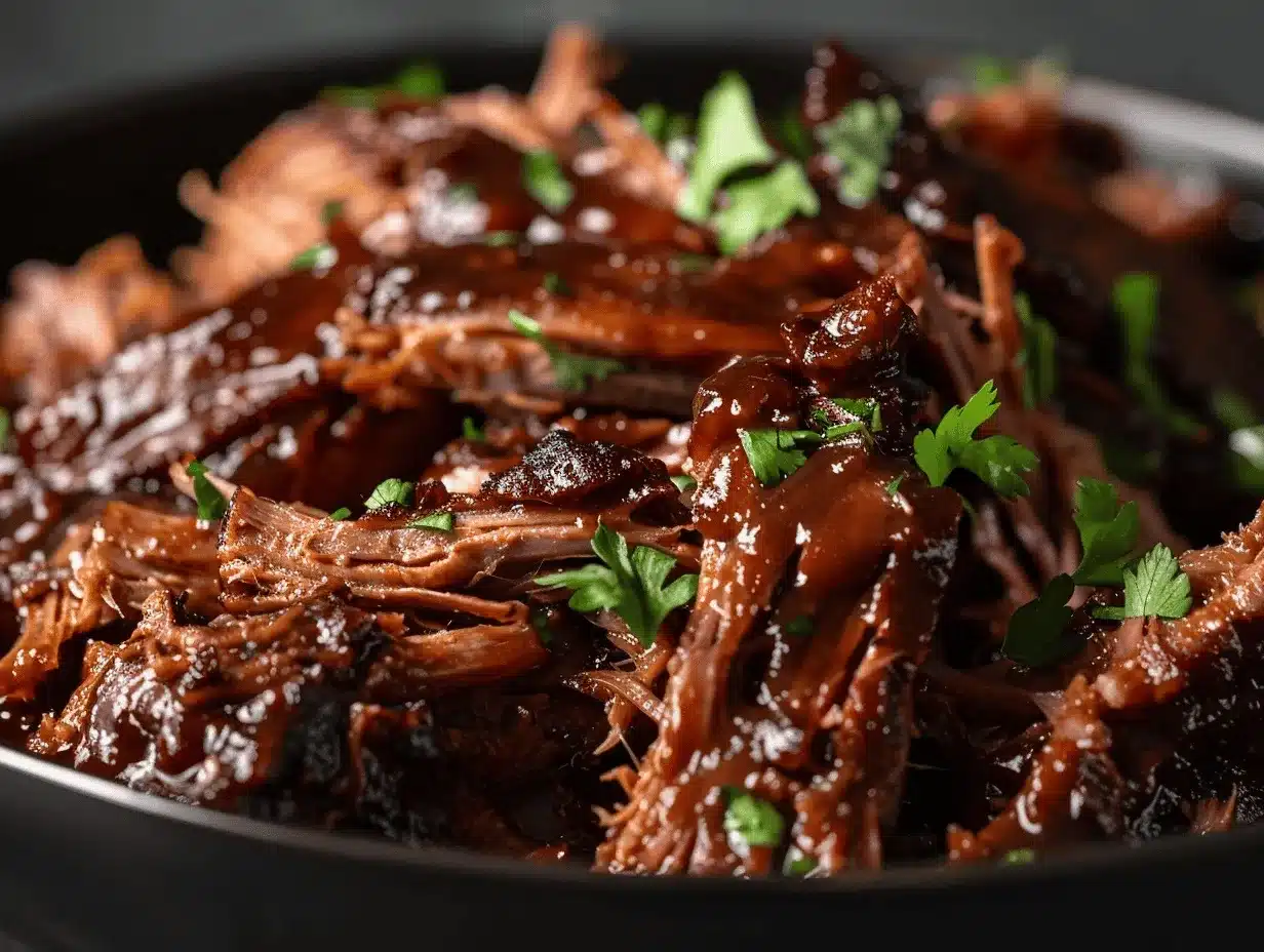 caramelized pulled beef brisket slow cooker preparation steps