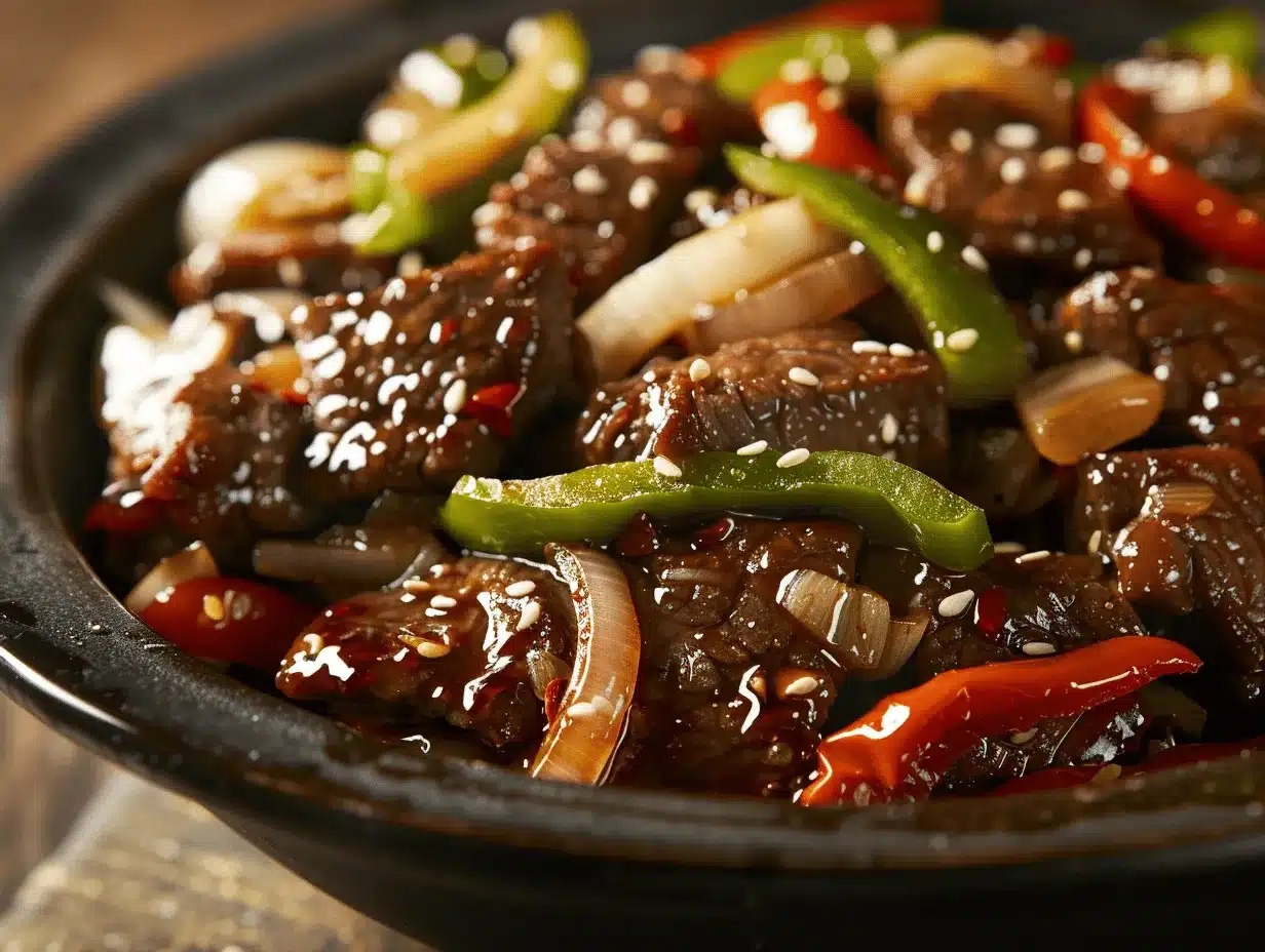 Chinese pepper steak with onions preparation steps