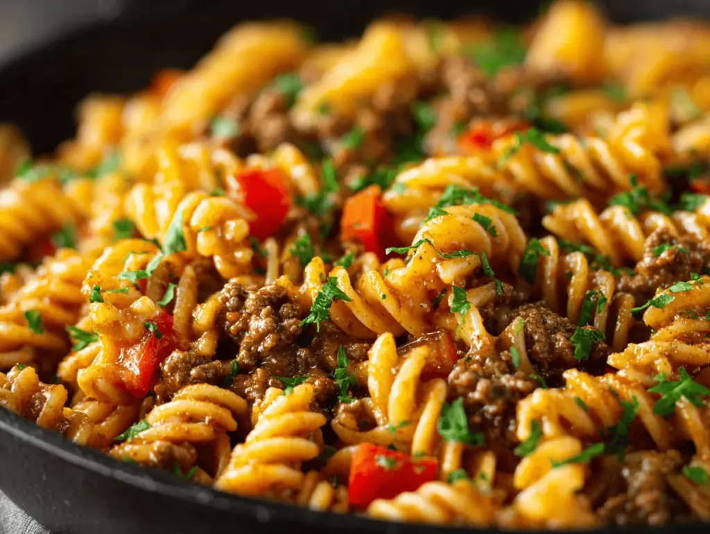 creamy ground beef pasta - featured image
