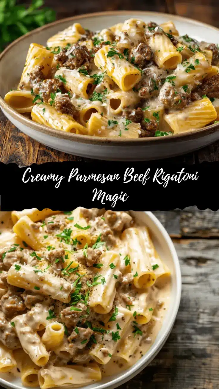 creamy Parmesan beef rigatoni recipe