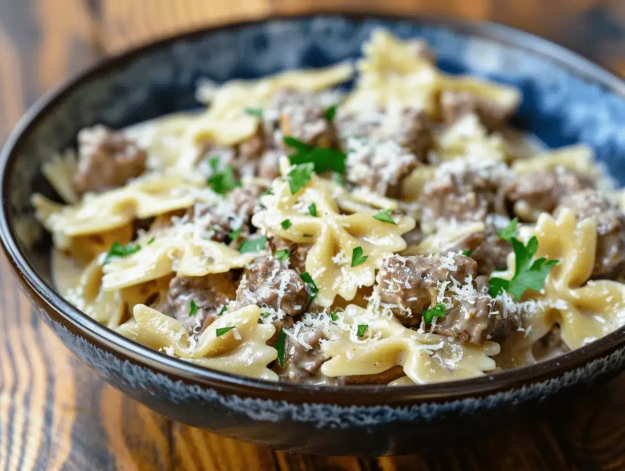 garlic parmesan bowtie pasta preparation steps