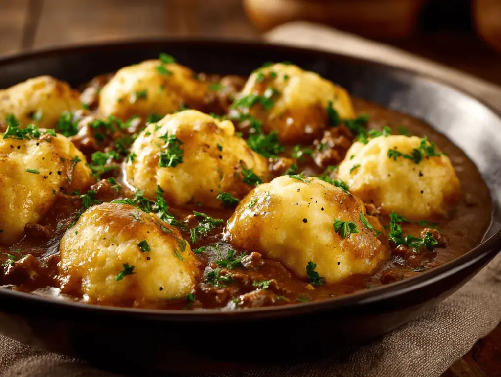 ground beef and dumplings - featured image