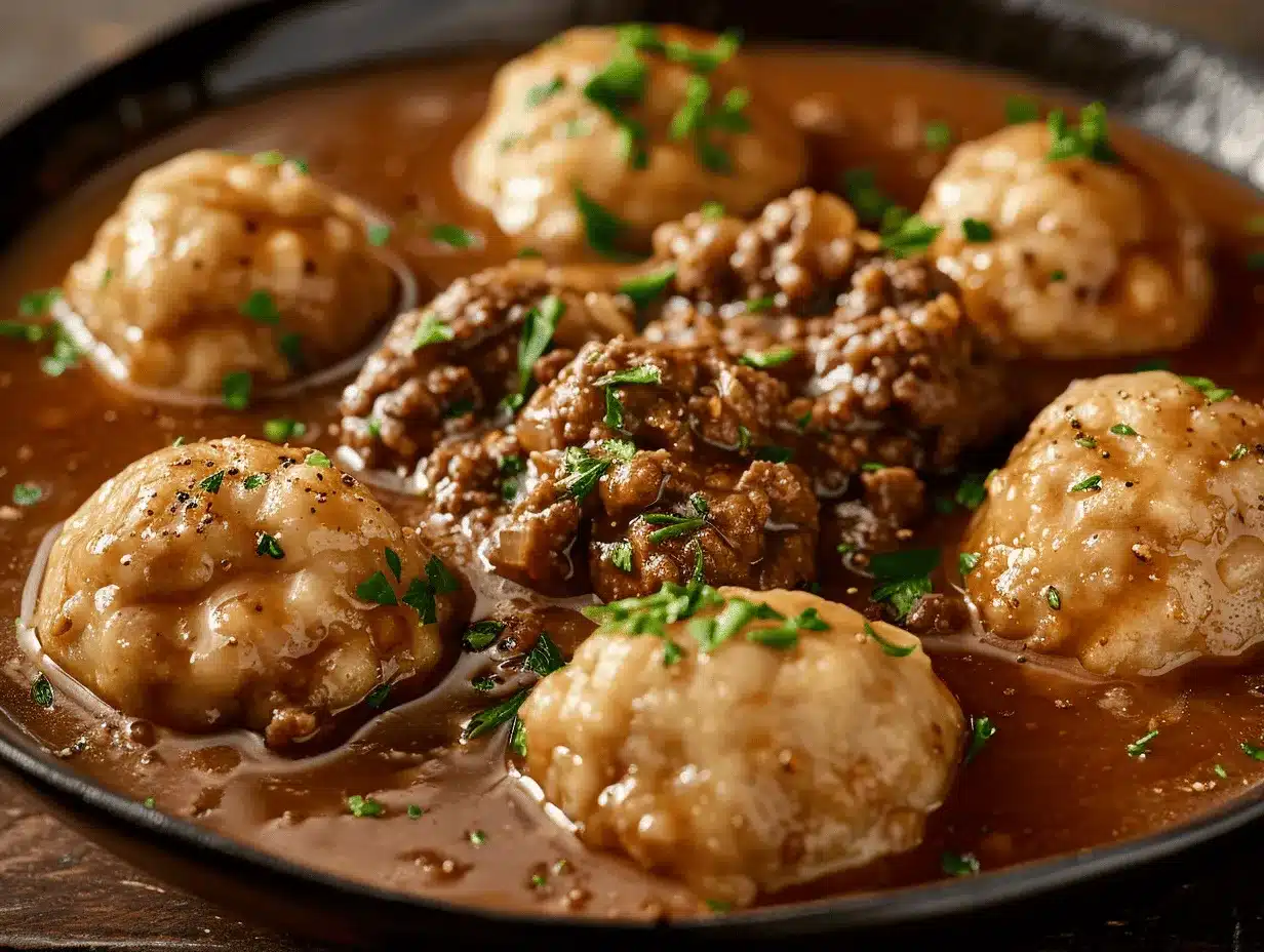 ground beef and dumplings preparation steps