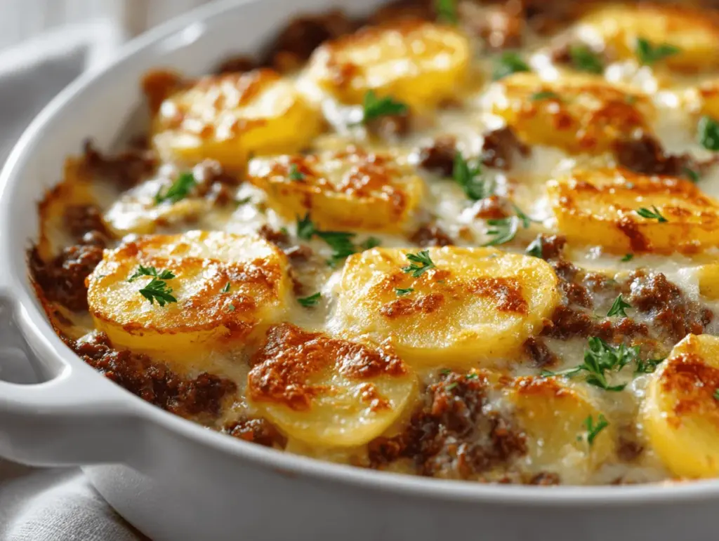 hobo casserole with ground beef and potatoes - featured image