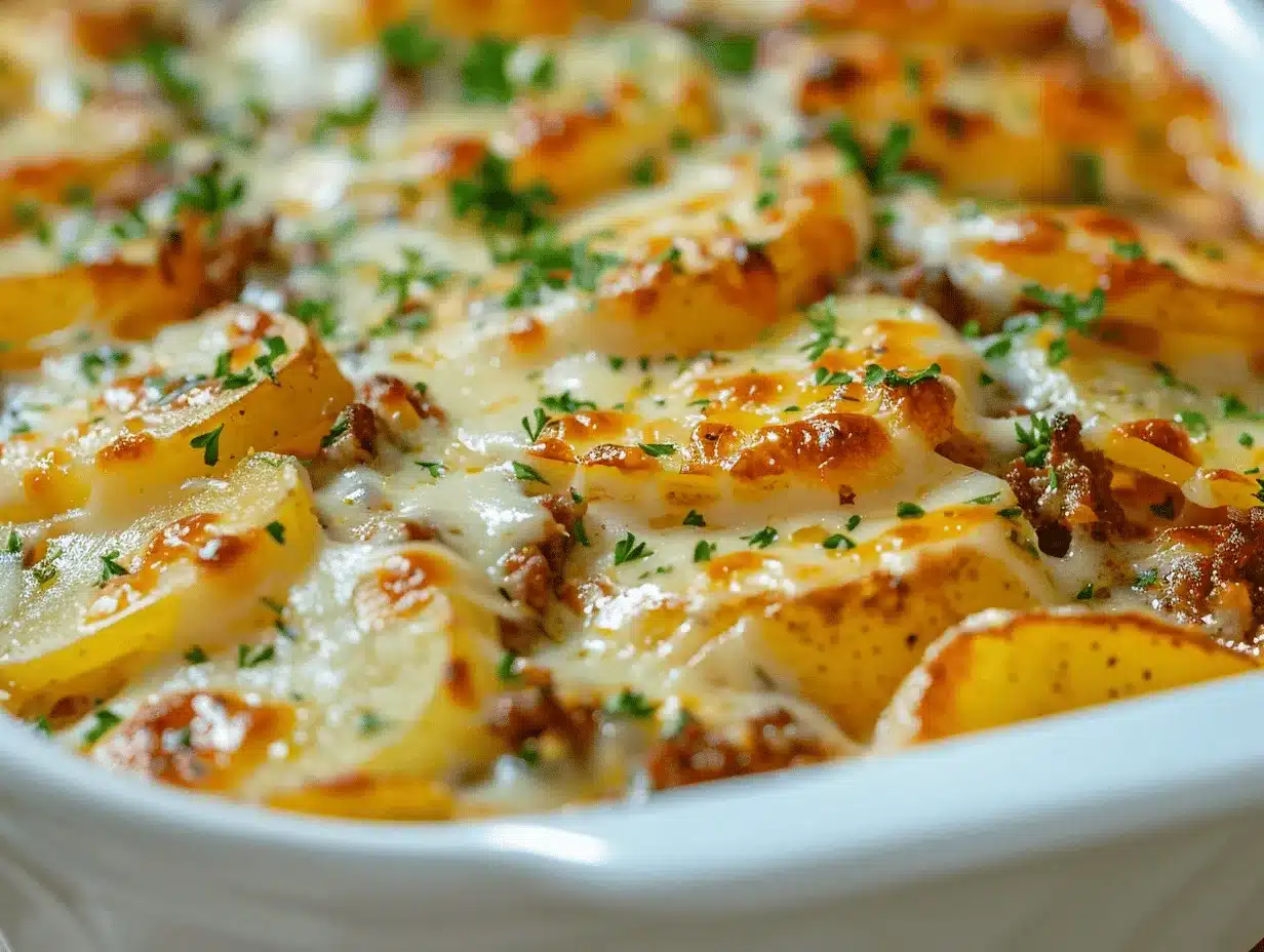hobo casserole with ground beef and potatoes preparation steps