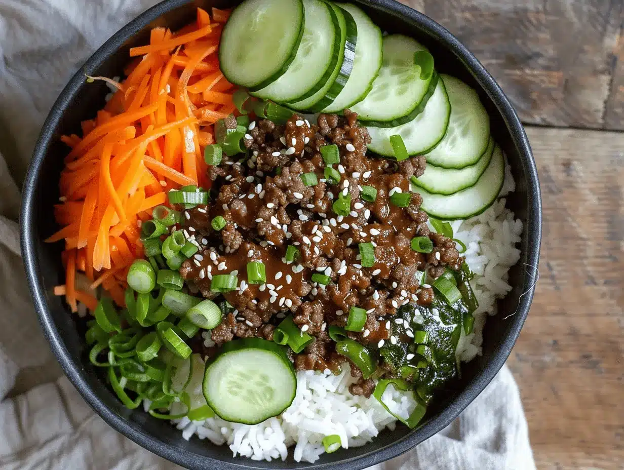 Korean ground beef bowl preparation steps