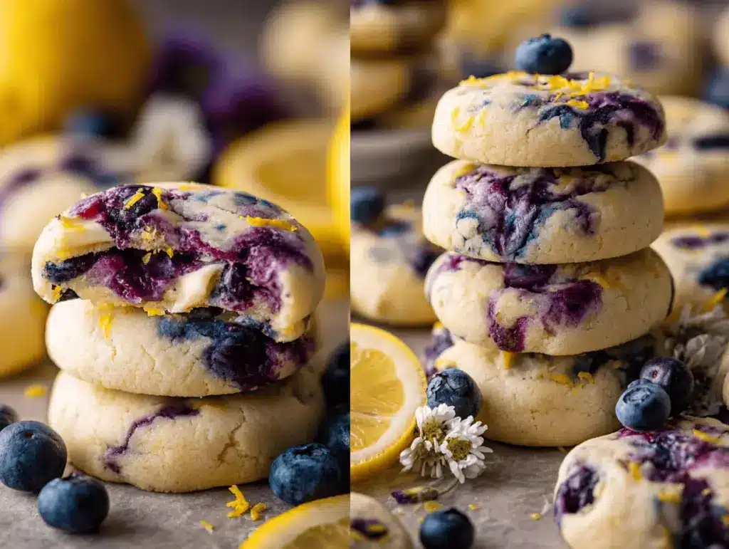 lemon blueberry cheesecake cookies - featured image