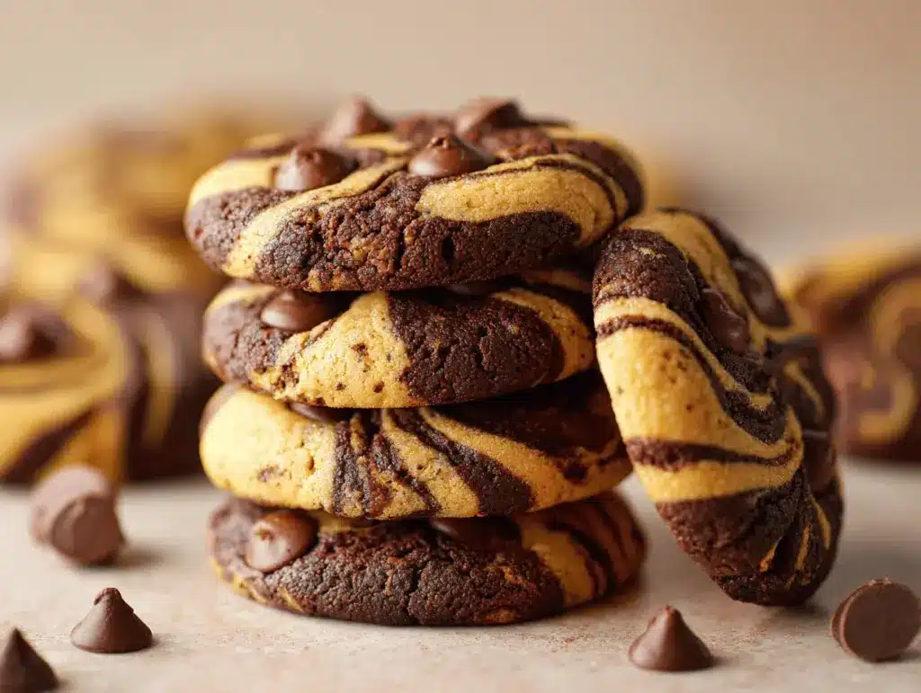 marbled chocolate peanut butter swirl cookies - featured image