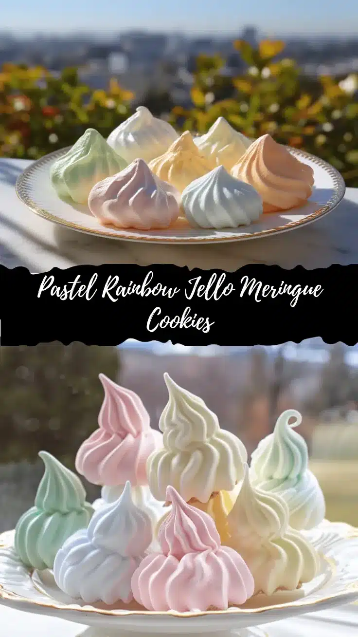 pastel rainbow Jello meringue cookies recipe