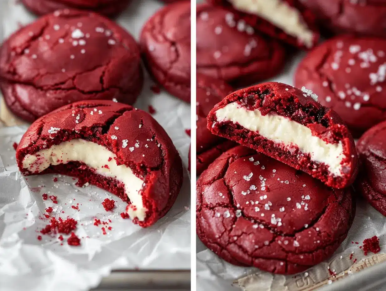 red velvet cheesecake stuffed cookies preparation steps