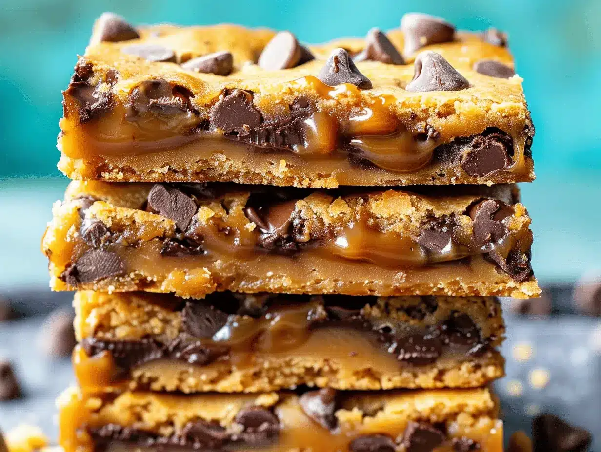 salted caramel chocolate chip cookie bars preparation steps