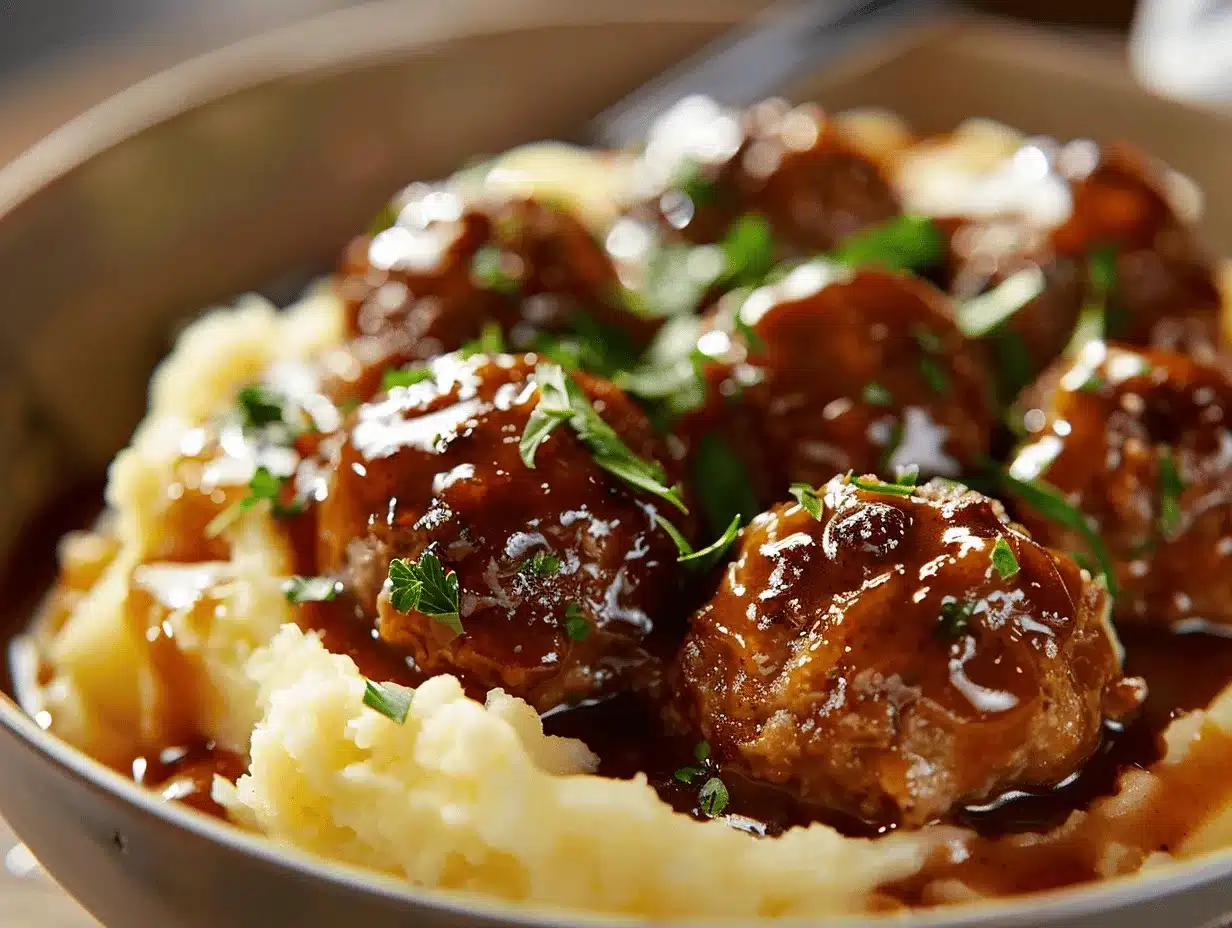 slow cooker Salisbury steak meatballs preparation steps