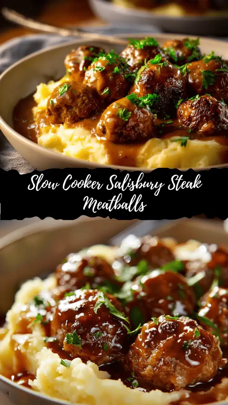 slow cooker Salisbury steak meatballs recipe