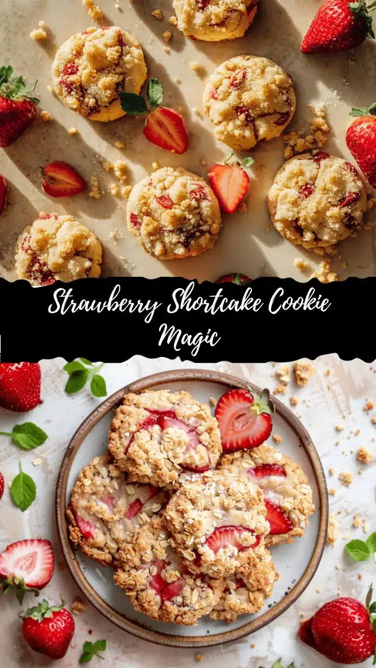 Strawberry Shortcake Crumbl-Style Cookies recipe