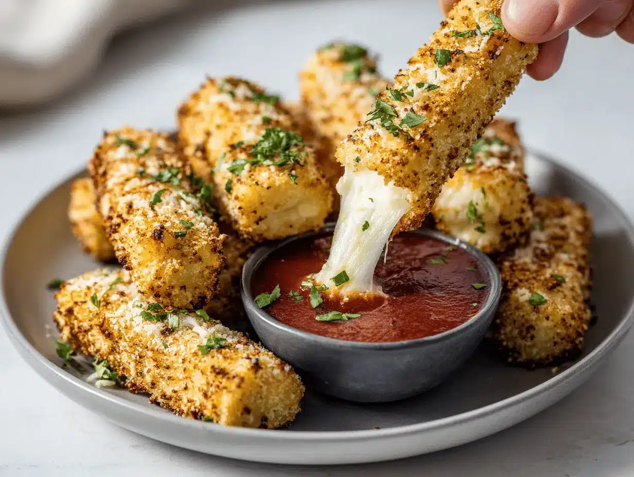 air fryer mozzarella sticks preparation steps