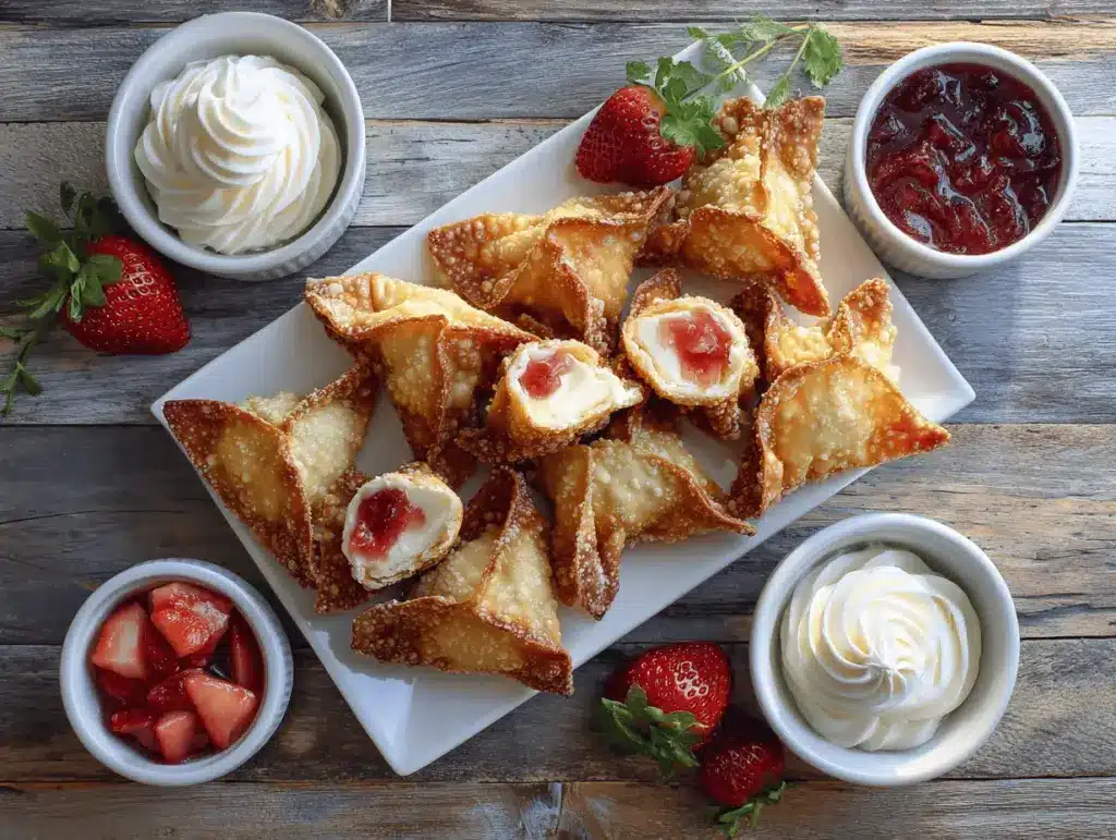 air fryer strawberry cheesecake wonton bites - featured image