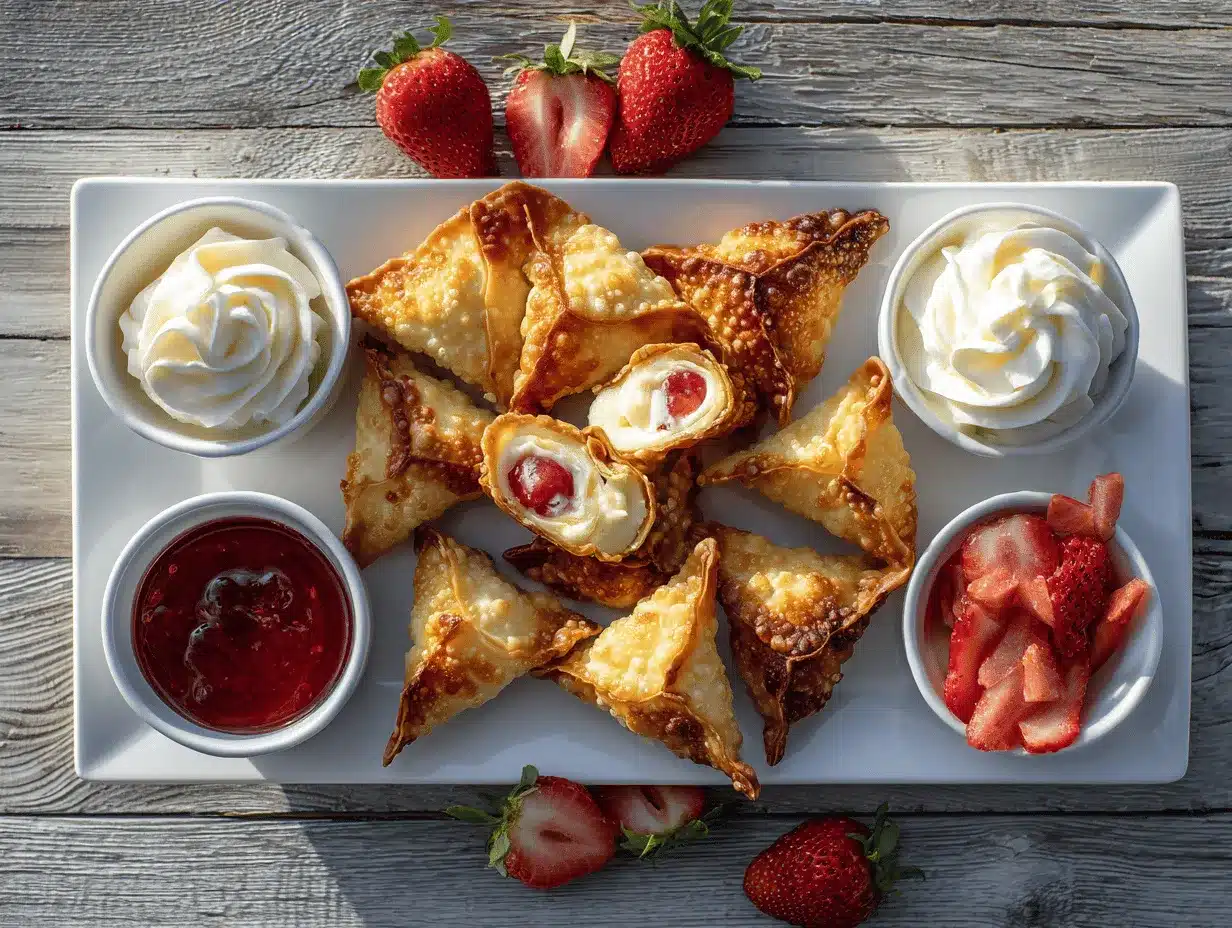 air fryer strawberry cheesecake wonton bites preparation steps