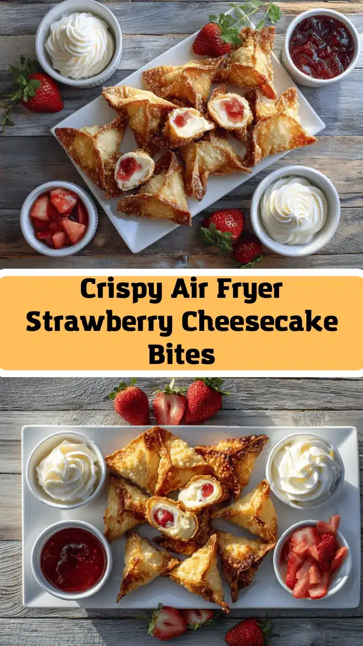 air fryer strawberry cheesecake wonton bites recipe
