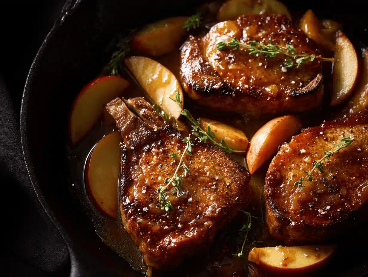 apple butter bourbon glazed pork chops preparation steps