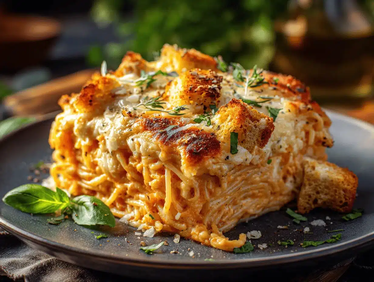 baked cream cheese spaghetti casserole preparation steps