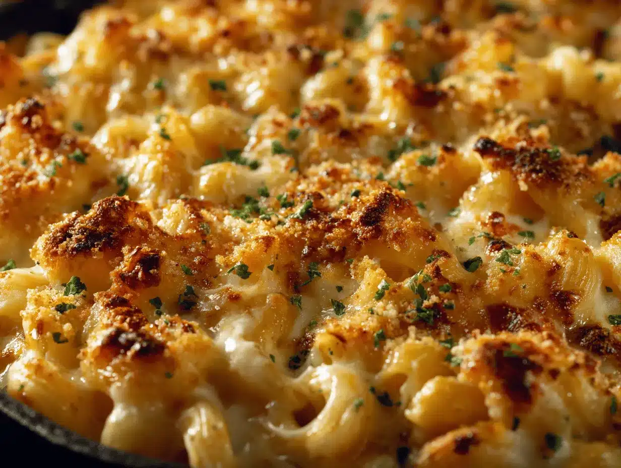 baked three-cheese macaroni preparation steps