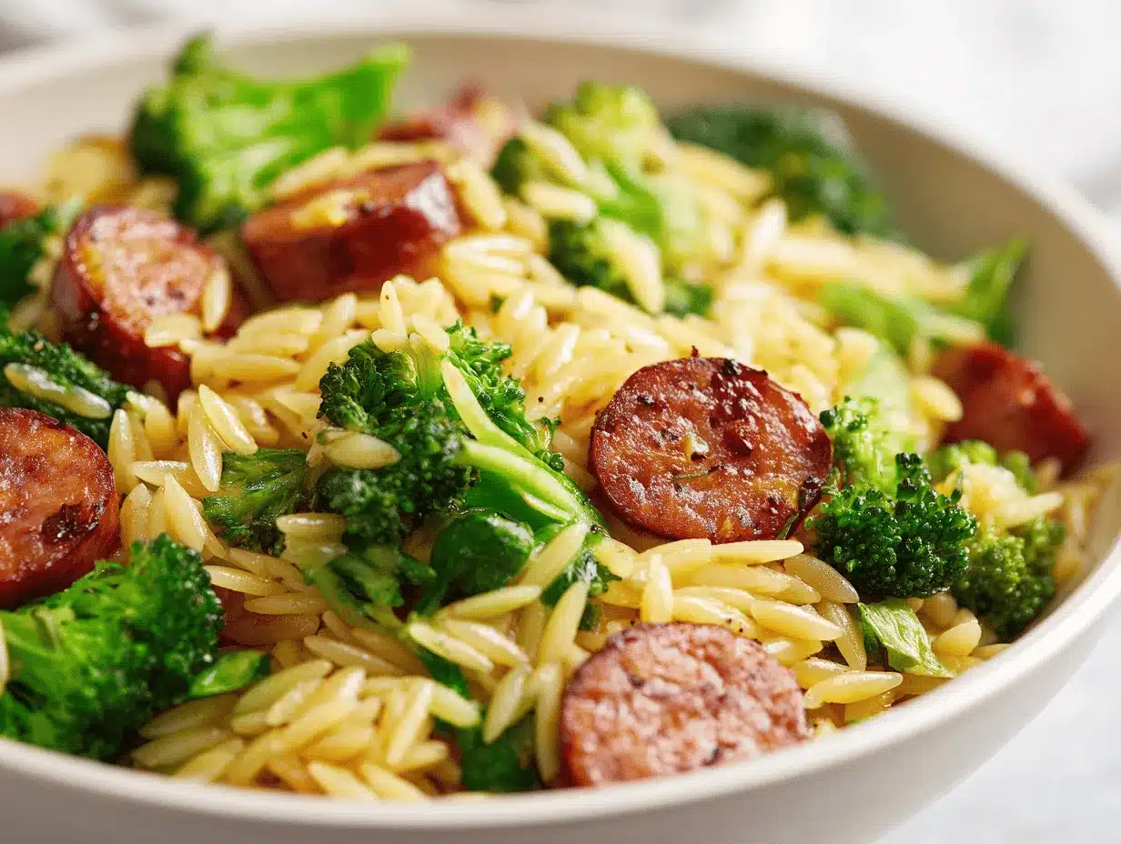 Boursin sausage orzo dinner preparation steps