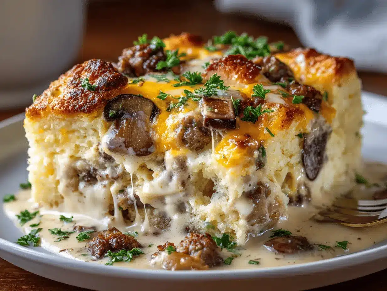 breakfast casserole with biscuits and gravy preparation steps