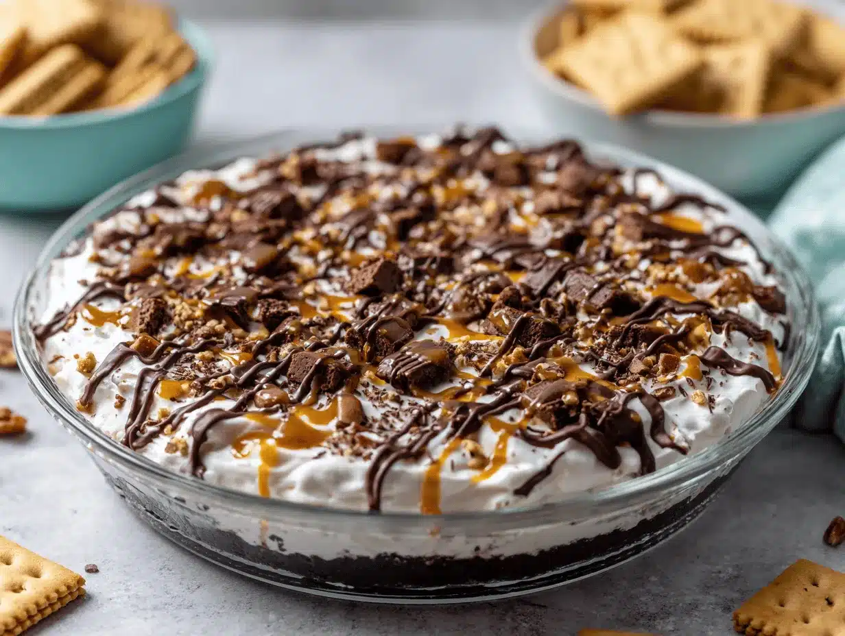 brownie turtle cheesecake dip preparation steps