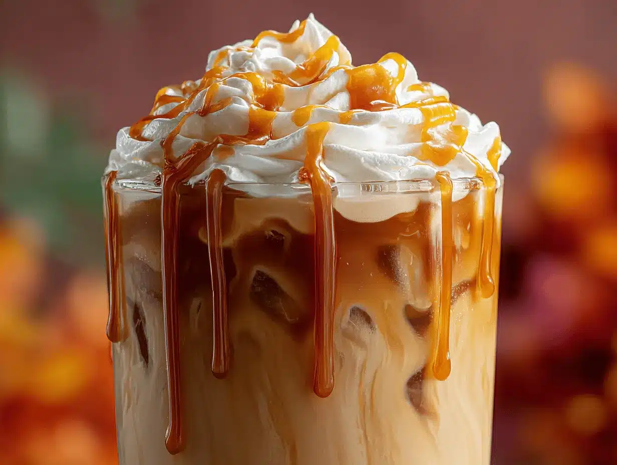 caramel pumpkin spice iced coffee preparation steps