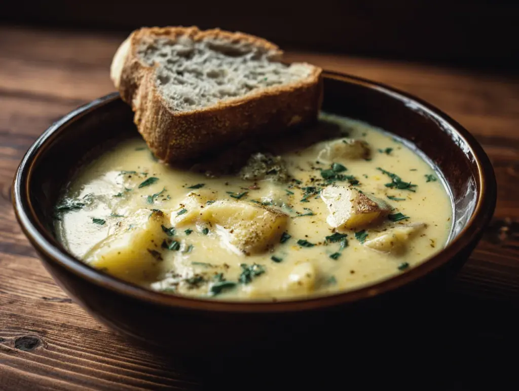 cheddar garlic herb potato soup - featured image