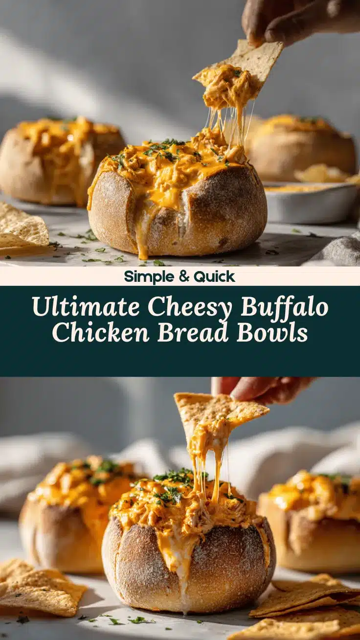 cheesy buffalo chicken dip bread bowls recipe