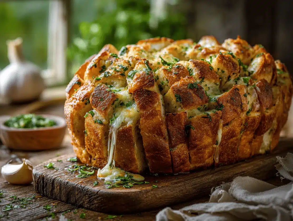 cheesy garlic herb pull-apart bread preparation steps