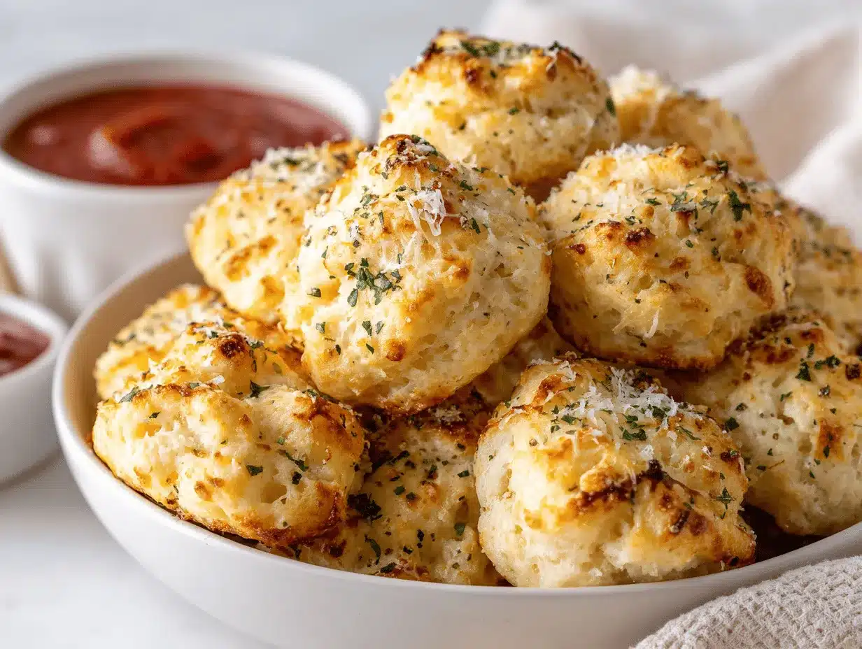 cheesy garlic parmesan biscuit bites preparation steps