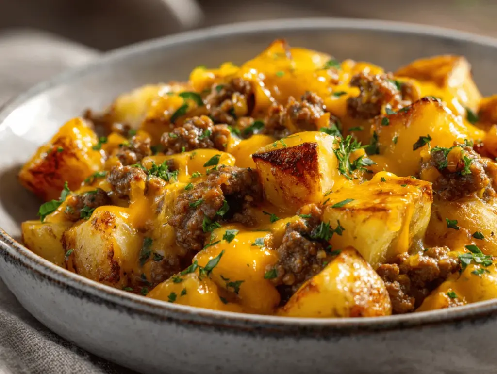cheesy ground beef and potato casserole - featured image