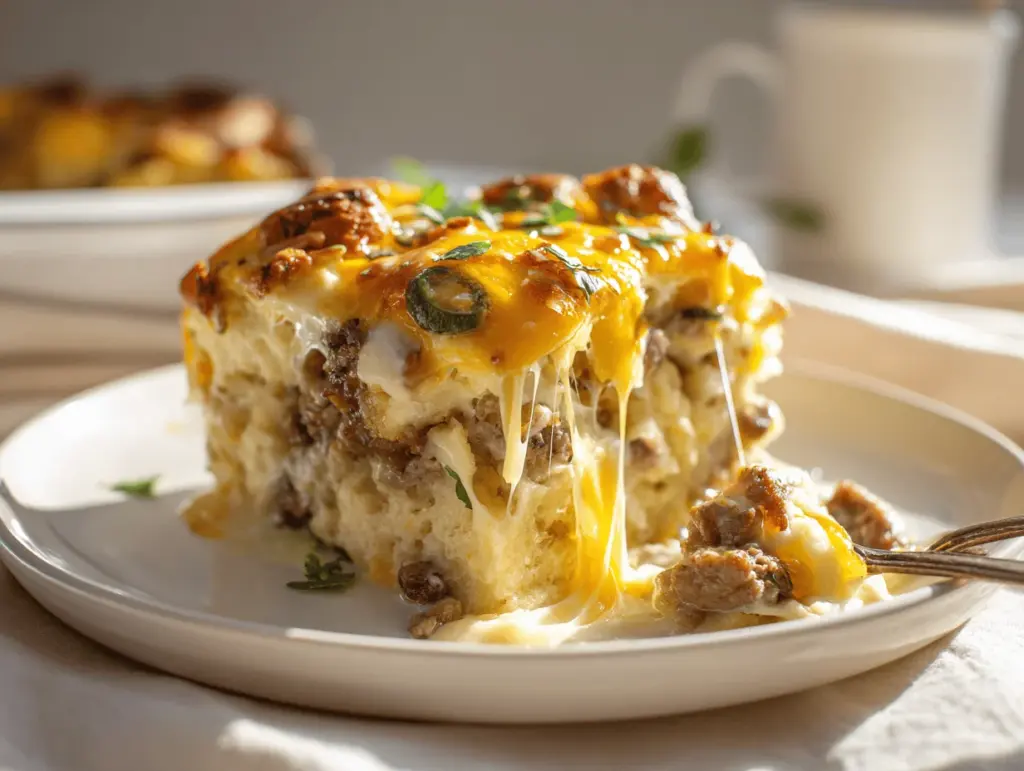 cheesy jalapeño biscuits and gravy casserole - featured image