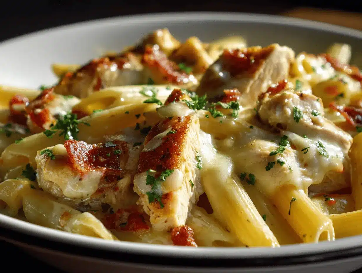 Cheesy Rotel Chicken Bacon Ranch Pasta Bake preparation steps