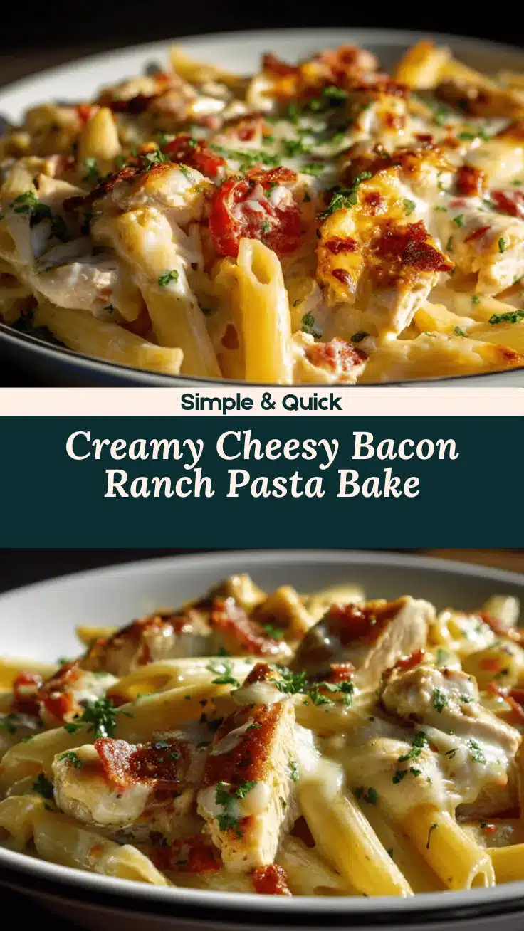 Cheesy Rotel Chicken Bacon Ranch Pasta Bake recipe