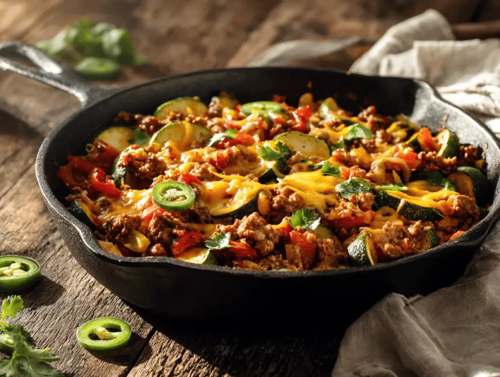Cheesy Southwest Turkey and Veggie Skillet - featured image