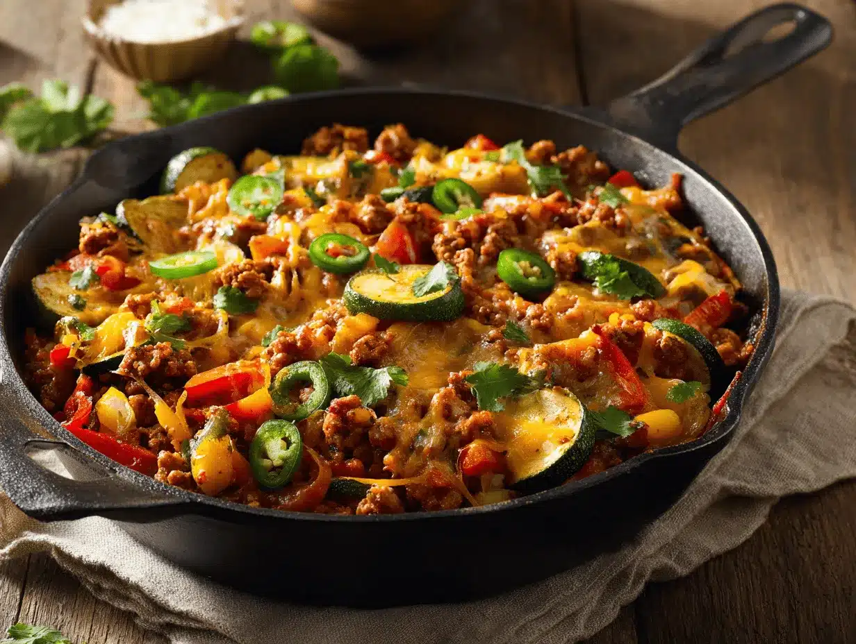 Cheesy Southwest Turkey and Veggie Skillet preparation steps
