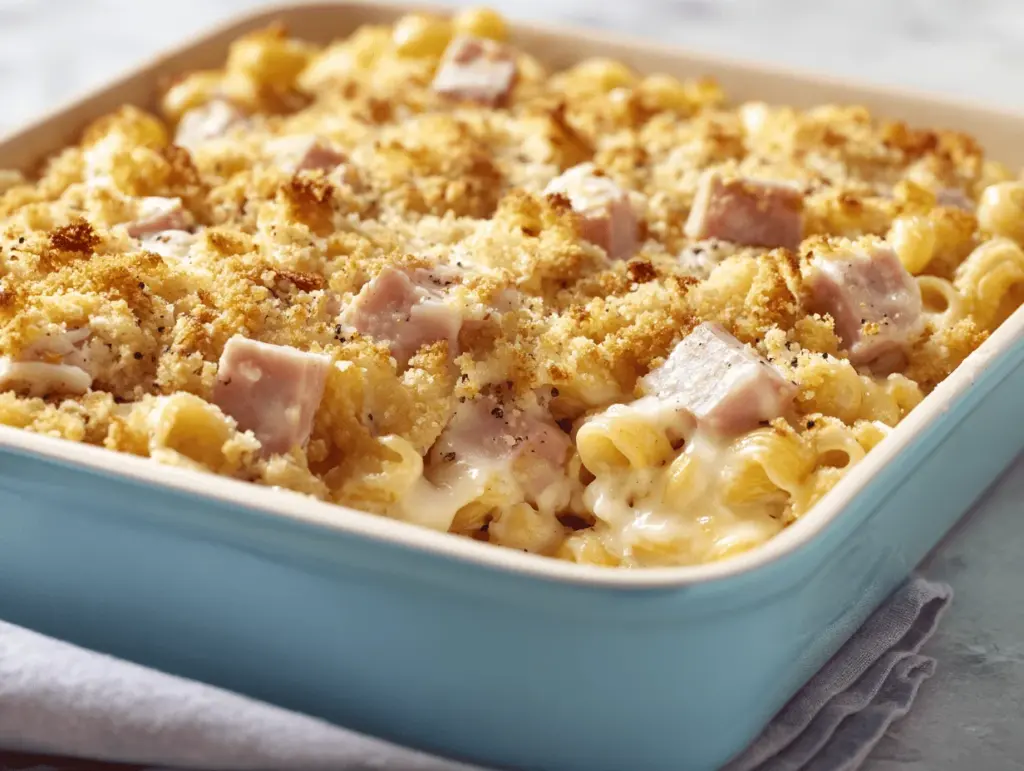 chicken cordon bleu casserole - featured image