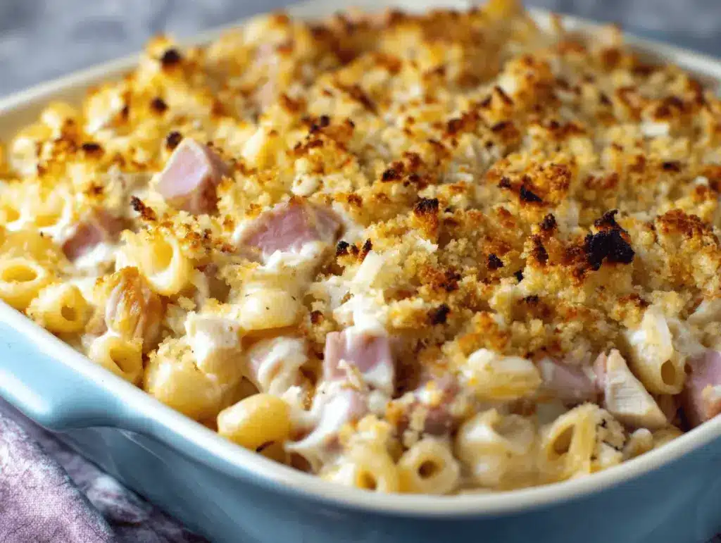 chicken cordon bleu mac and cheese - featured image