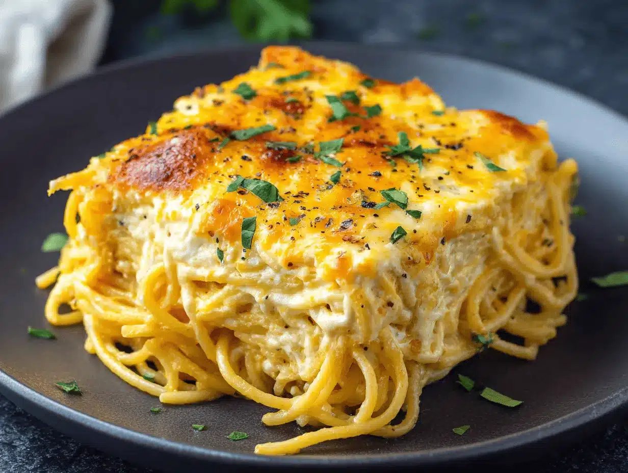 cream cheese spaghetti casserole preparation steps