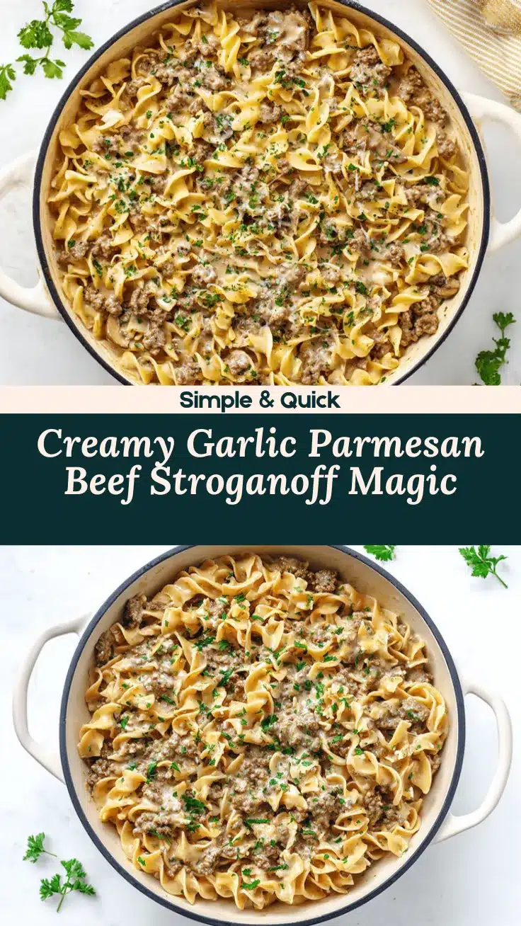 creamy garlic Parmesan beef stroganoff recipe