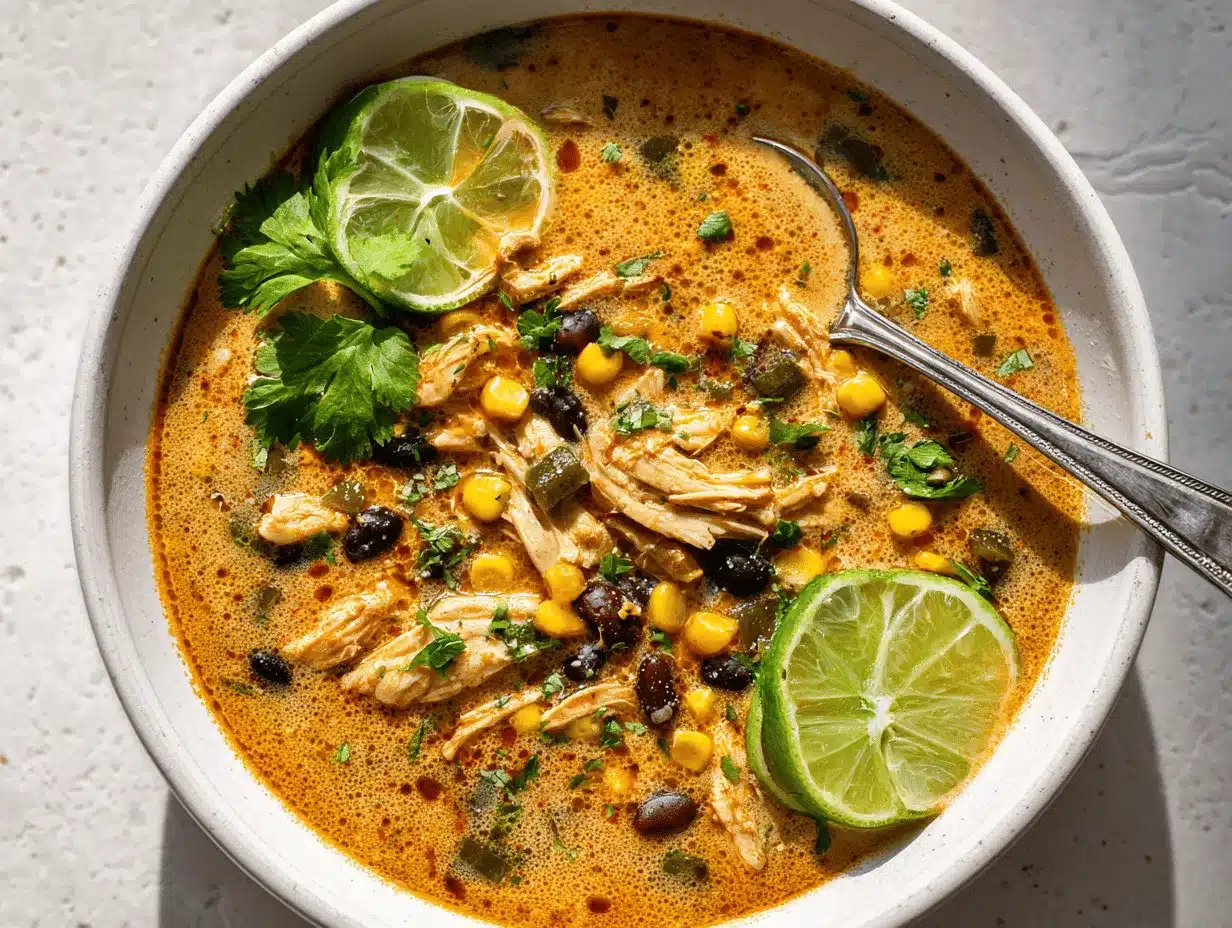 creamy Southwest chicken enchilada soup preparation steps