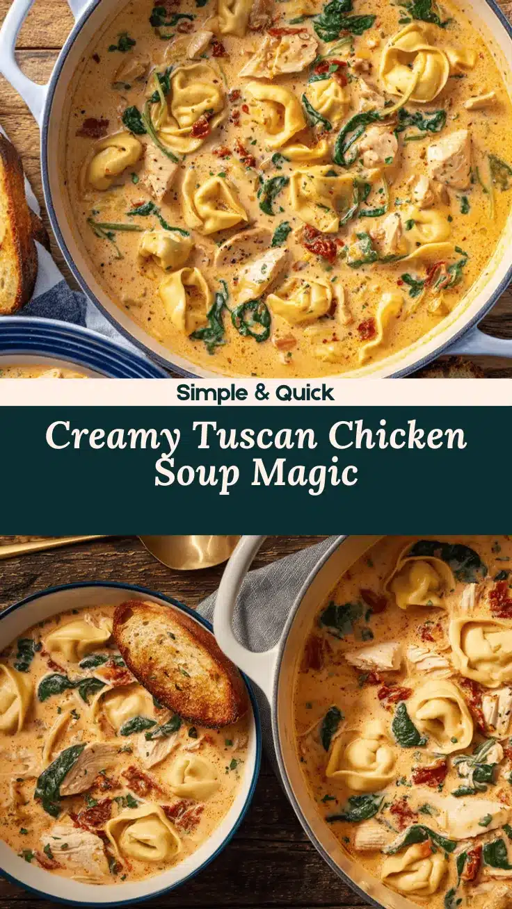 creamy Tuscan chicken soup with tortellini recipe