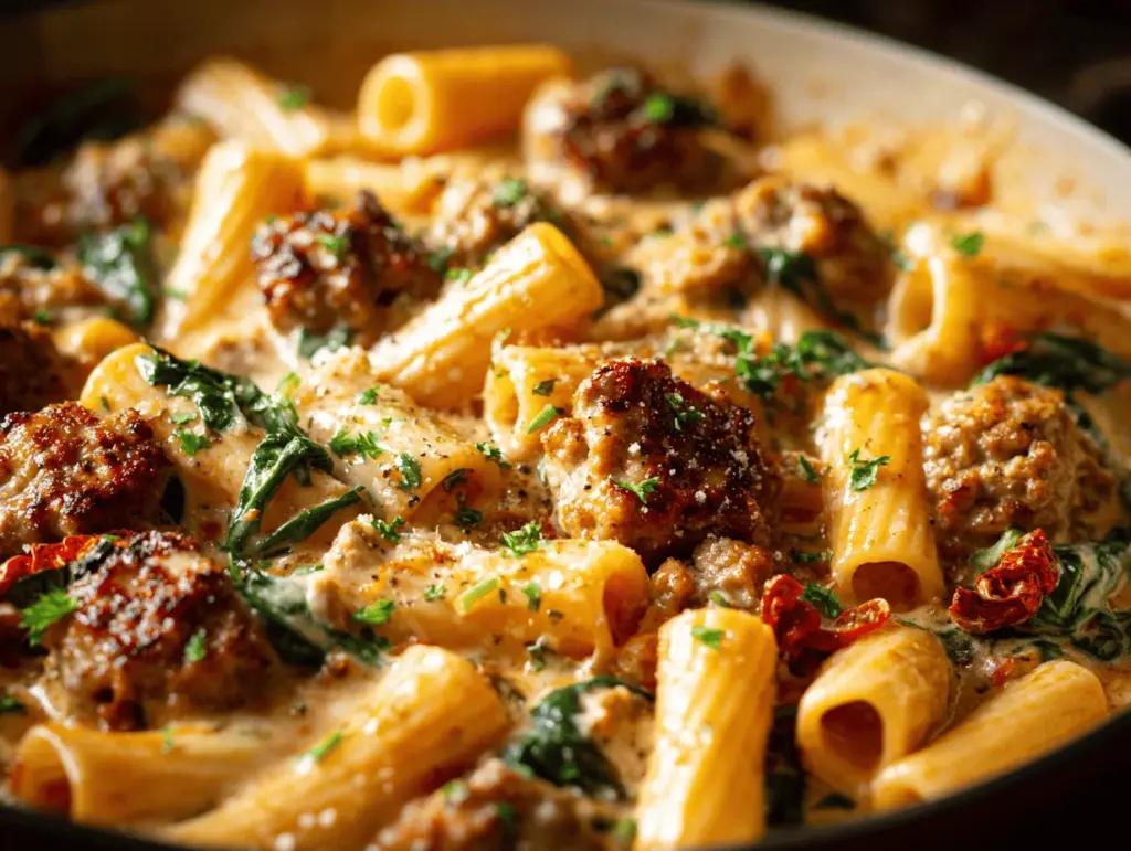 creamy Tuscan sausage rigatoni - featured image